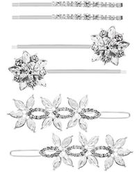 Mood - Silver Crystal And Pearl 6 Pack Hair Slides - Lyst