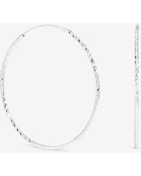 Simply Silver - Sterling Plated Diamond Cut 50Mm Sleeper Hoop Earrings - Lyst