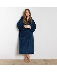 OHS - Coral Fleece Extra Long Hoodie Blanket Sherpa Loungewear - Lyst