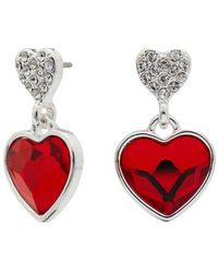 Jon Richard - Radiance Collection - Silver Red Heart Drop Earrings Embellished With Crystals - Lyst