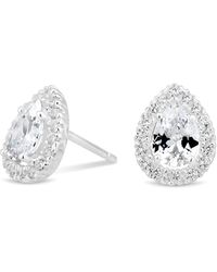 Simply Silver - Sterling Silver 925 With Cubic Zirconia Halo Pear Stud Earrings - Lyst