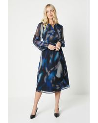 Wallis - Petite Teal Ombre Belted Midi Dress - Lyst