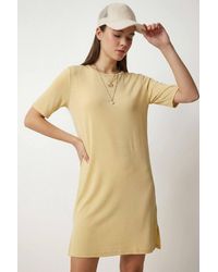Happiness İstanbul - Crew Neck Mini Dress With Slit - Lyst