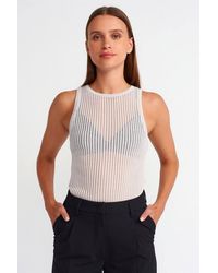 Dilvin - Ribbed Sleeveless Knit Blouse - Lyst