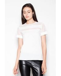 Love Lace - Chic Short Sleeve Blouse With Sheer Neckline Style 77560 - Lyst