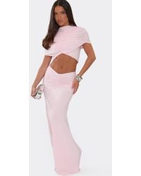 EGO - Panelled Ruched Low Rise Maxi Skirt - Lyst