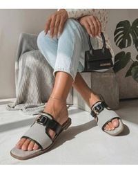 Love Lace - Summer Faux Leather Lightweight Sliders With Buckle - Lyst