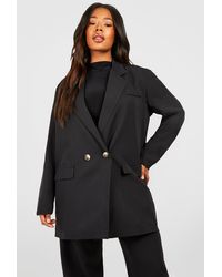 Boohoo - Plus Woven Oversized Double Breasted Blazer - Lyst