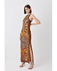 Karen Millen - Petite Sleeveless Mirror Jacquard Knit Maxi Dress - Lyst