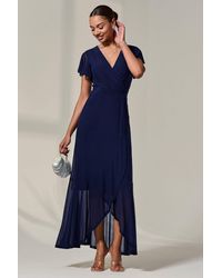 Jolie Moi - Plain Wrap Mesh Maxi Dress - Lyst