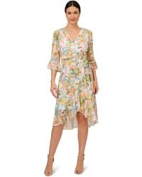 Adrianna Papell - Floral Faux Wrap Dress - Lyst