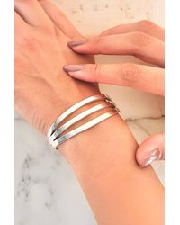 Otis Jaxon London - Sterling Chunky Three Bar Hinged Bangle - Lyst