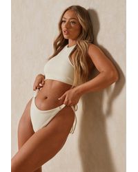 MissPap - Ribbed Ruched Side Bikini Bottom - Lyst