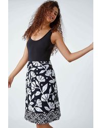 Roman - Cotton Blend Floral Stretch Skirt - Lyst