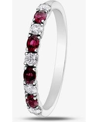 T.H.Baker - 9Ct Ruby & 0.2Ct Diamond Half Eternity Ring 50L76-9 Ruby P - Lyst