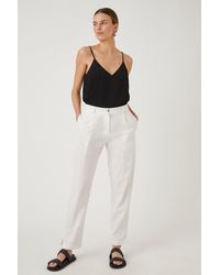 Wallis - White Tapered Linen Look Trousers - Lyst