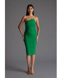 Vesper - Asymmetric One Shoulder Midi Dress - Lyst
