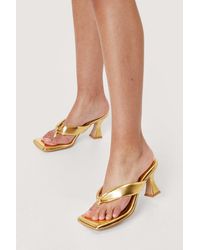 Nasty Gal - Faux Leather Toe Thong Heeled Mules - Lyst