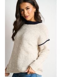 SARTA - Contrast Stitch Italian Wool Blend Jumper - Lyst