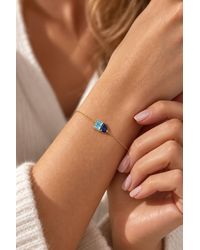 Lovii - 14K Plated March Light Sapphire Birthstone Lucky Bracelet - Lyst