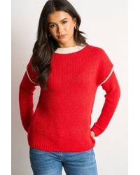 SARTA - Contrast Stitch Italian Wool Blend Jumper - Lyst