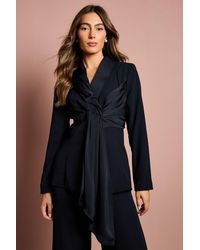 Coast - Satin Detail Drape Front Blazer - Lyst