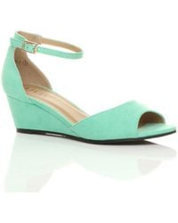 AJVANI - Mid Wedge Heel Ankle Strap Sandals - Lyst