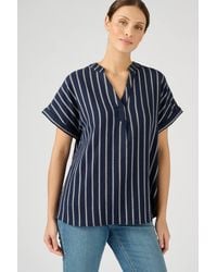 DAMART - Easy Summer Airy Cotton Blouse With Tunisian Neckline - Lyst