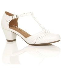 AJVANI - Mid Heel Comfort T-Bar Brogue Heels - Lyst