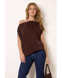 Blue Vanilla - Elasticated Waist Short Sleeve Off-The Shoulder Top - Lyst