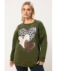 Yours - Leopard Print Heart Sweatshirt - Lyst