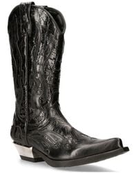 New Rock - Flame Accented Leather Biker Cowboy Boots- M-7921-s1 - Lyst