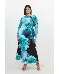 Karen Millen - Plus Size Photographic Floral Jersey Batwing Maxi Dress - Lyst
