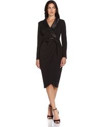 Adrianna Papell - Knit Crepe Tuxedo Wrap Dress - Lyst