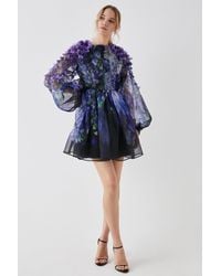 Coast - Hand Stitched 3d Floral Organza Mini Dress - Lyst