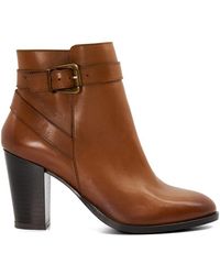 Dune - Philippa Buckle-embellished Heeled Leather Ankle Boots - Lyst