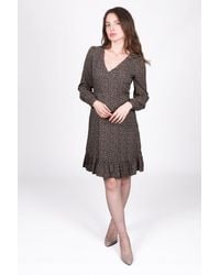 Solo - Floral Print Ruffle Hem V-Neck Dress - Lyst
