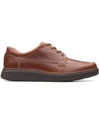 Clarks - Un Abode Ease Dark Tan Leather Derby Shoes, Lace Up - Lyst
