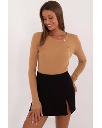Love Lace - Casual Button Front Ribbed Sweater Round Neck - Lyst