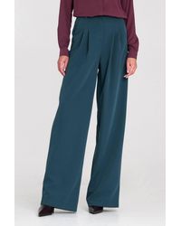 Love Lace - Viscose High Waisted Wide Leg Trousers With Zip - Lyst