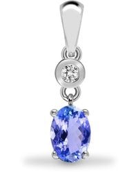 Jewelco London - 9Ct Diamond Tanzanite Donut Solitaire Drop Pendant - Lyst