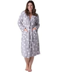 CAMILLE - Supersoft Fleece Hooded Calf Length Bathrobe - Lyst