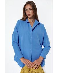 Bigdart - Oversized Patterned Poplin Shirt With Button Closure - Lyst