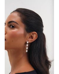 Jon Richard - Rhodium Plated Crystal Linear Pear Drop Earrings - Lyst