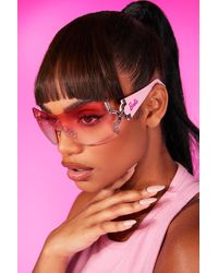 Boohoo - Barbie Retro Rhinestone Sunglasses - Lyst
