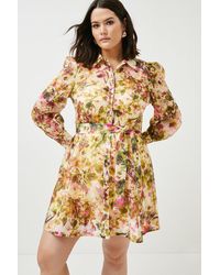 Karen Millen - Plus Size Floral Organdie Woven Short Shirt Dress - Lyst