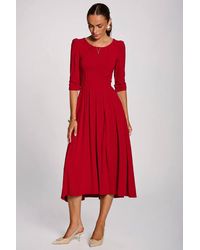 Jolie Moi - 3/4 Sleeve Modal Viscose Midi Dress - Lyst