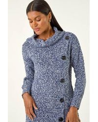 Roman - Roll Neck Button Detail Longline Jumper - Lyst