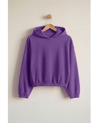Enorsia - Relaxed Fit Cropped Terry Hoodie - Lyst