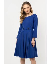 Love Lace - Classic Flared Boat Neck Dress With Front Buttons Style 212241 - Lyst